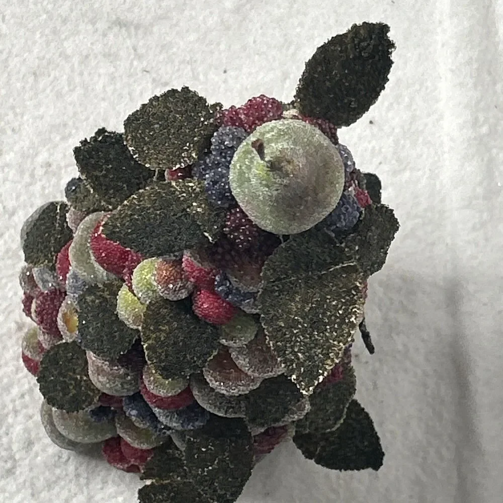 Vintage Crate And Barrel Sugared Fruit Tree Christmas Topiary Centerpiece